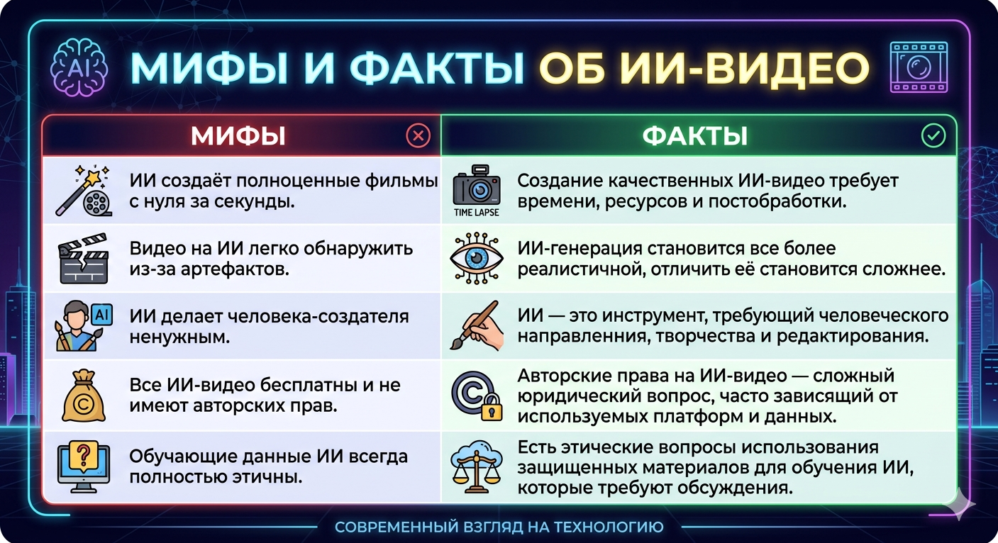 Разбор популярных мифов об ИИ-видео для TikTok